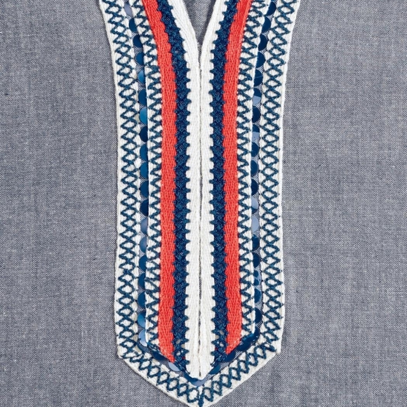 MUDPIE EMBROIDERED CHAMBRAY SHIFT - Picture 3 of 5